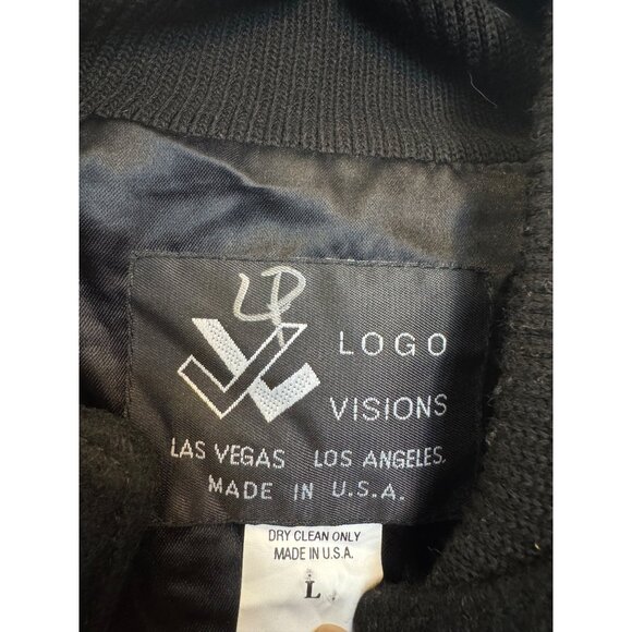 Vintage Logo Visions Jose Cuervo Varsity Jacket Mens L Wool Leather Black Multic - Picture 5 of 5